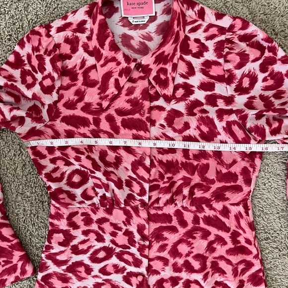 Kate Spade Panthera Leopard Long-Sleeve Mini Shirtdress - Picture 9 of 16